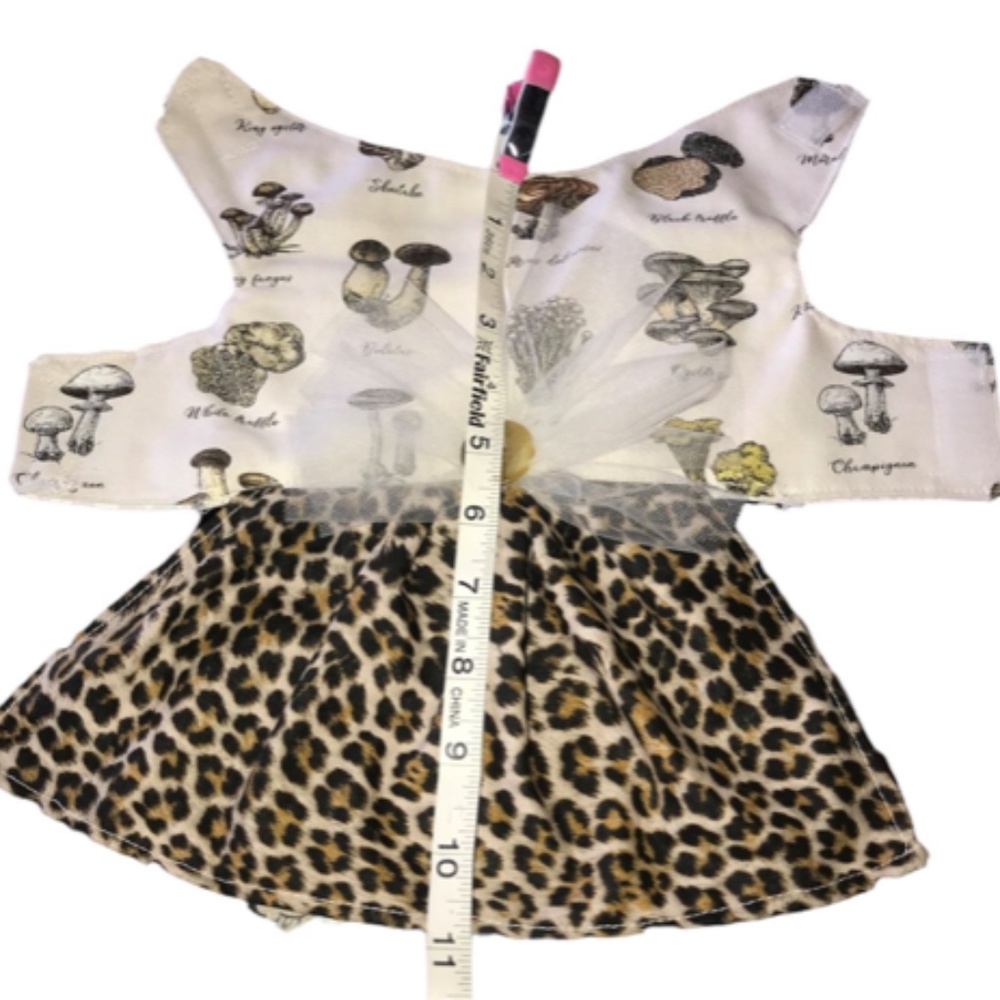 Handmade Cheetah Print/Mushroom Dog Dress- Size Small - Picture 8 of 10